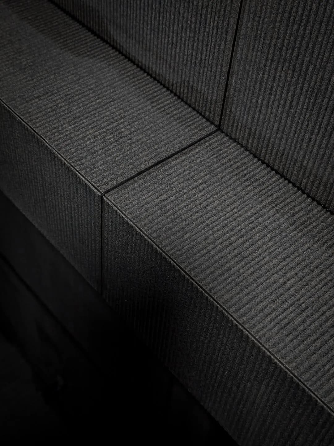All-black ribbed tile shower room — Mayfair, London