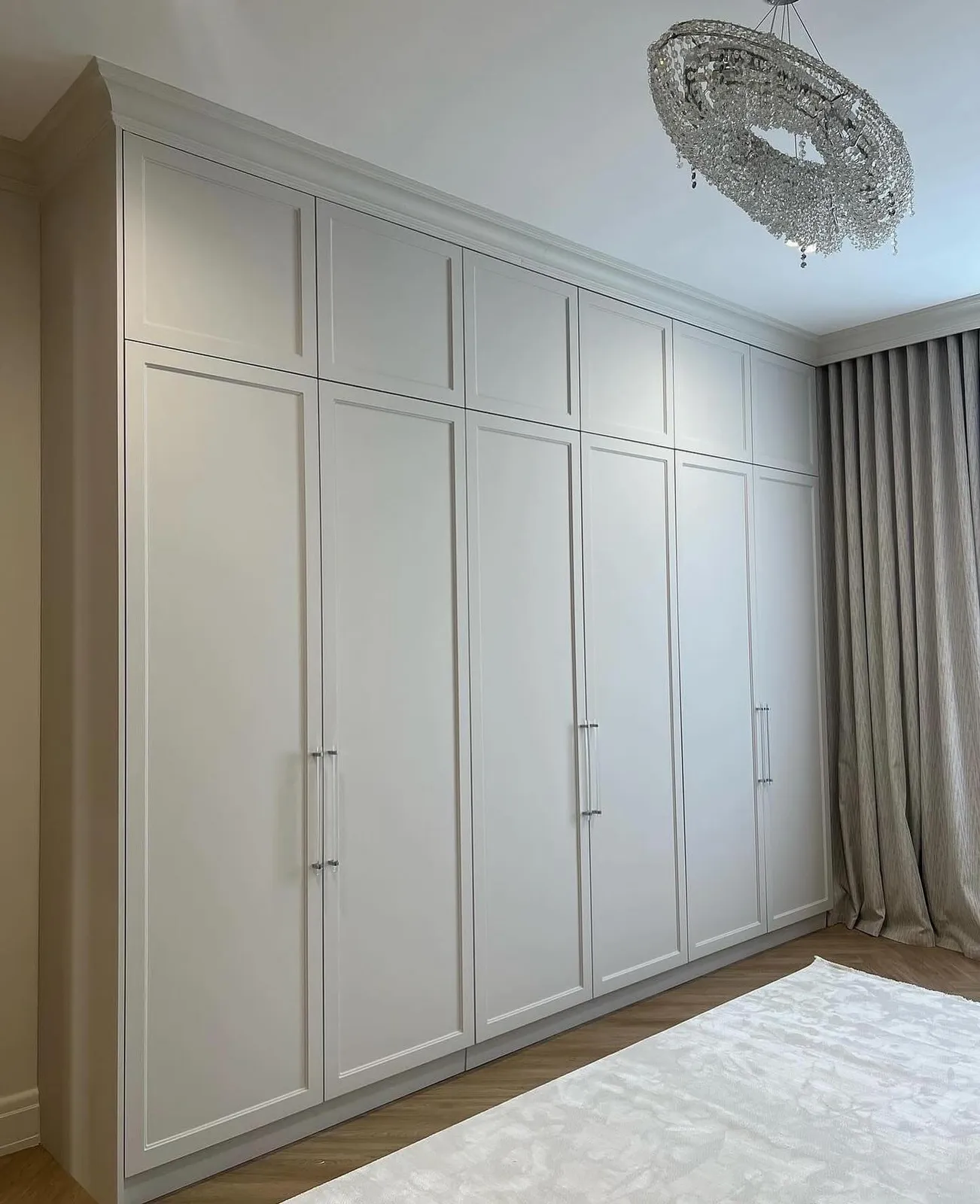 Fitted wardrobes in dove grey — New Malden, London
