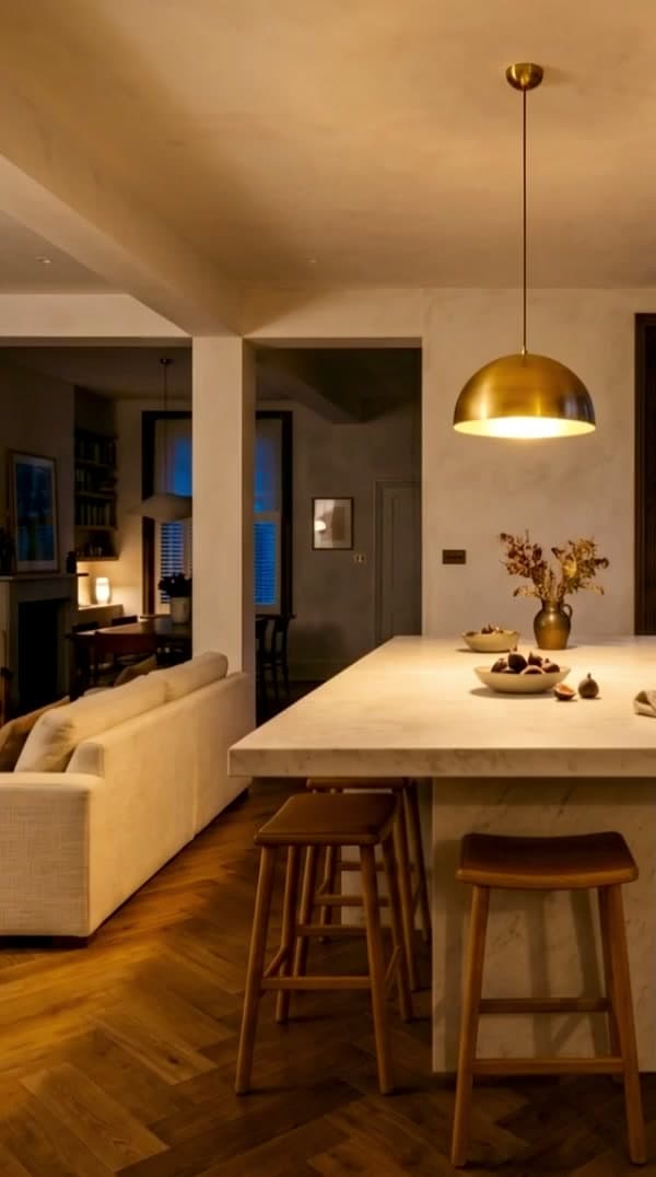 A finished London townhouse at dusk by PrimeCraft Surface Solutions